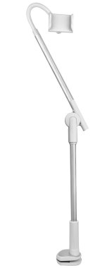 Blogger telefonları için tripod, izolasyonda beyaz bir arkaplan üzerinde