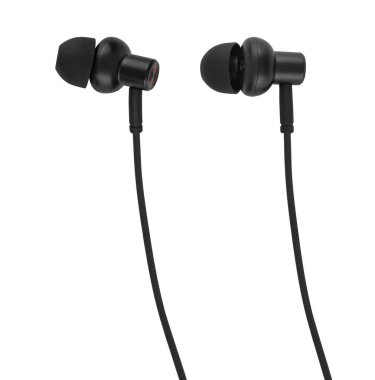 Kablosuz akustik kulaklıklar, telefon aksesuarları, izolasyonda beyaz arka planda.