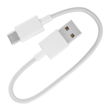 Beyaz arkaplanda yalıtılmış USB ve Tip-C bağlantısına sahip kablo