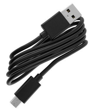 Beyaz arkaplanda yalıtılmış USB ve Tip-C bağlantısına sahip kablo