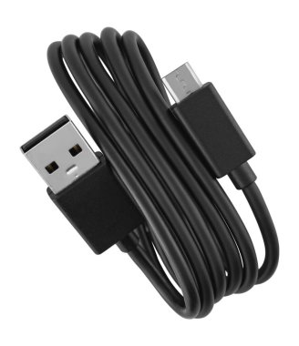 Beyaz arkaplanda yalıtılmış USB ve Tip-C bağlantısına sahip kablo