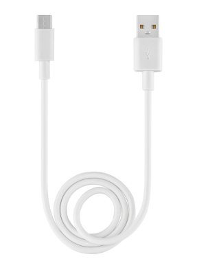 İzolasyonda beyaz arkaplan üzerine USB ve mikro USB kablosu