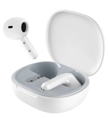 Kablosuz akustik kulaklıklar beyaz bir arkaplanda izolasyonda