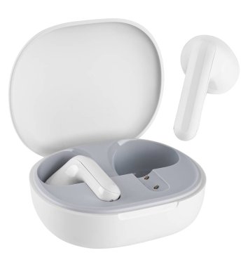 Kablosuz akustik kulaklıklar beyaz bir arkaplanda izolasyonda