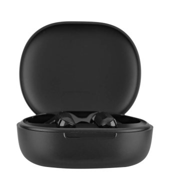 Kablosuz akustik kulaklıklar beyaz bir arkaplanda izolasyonda