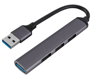 İzolasyon içindeki beyaz arkaplandaki birkaç USB portu için kart okuyucu