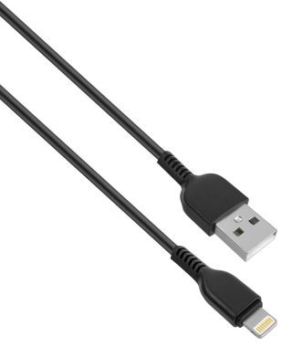 Yalıtımda beyaz arkaplanda Şimşek ve USB bağlantısıyla kablo
