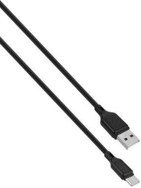 Beyaz arkaplanda yalıtılmış USB ve Tip-C bağlantısına sahip kablo