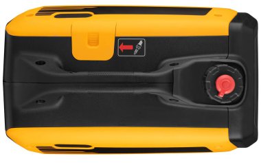 Yalıtımdaki beyaz zemin üzerinde doğru sinüs dalgası olan benzin dönüştürücü jeneratörü