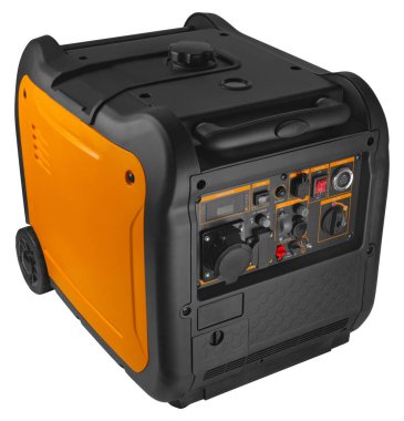 Yalıtımdaki beyaz zemin üzerinde doğru sinüs dalgası olan benzin dönüştürücü jeneratörü