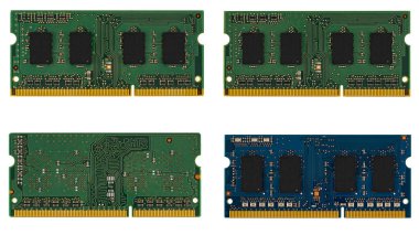 RAM, SO-DIMM form factor on white background in isolation clipart