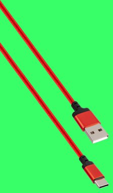 USB ve Tip-C kablo ve bağlantı beyaz arkaplanda izole edildi