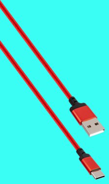 USB ve Tip-C kablo ve bağlantı beyaz arkaplanda izole edildi