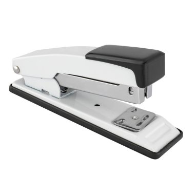 Kırtasiye zımbası, beyaz arka planda yalıtım malzemesi.