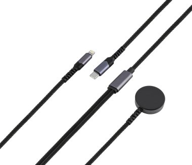 Aydınlatma ve tip-C ile şarj cihazları için kullanışlı kablo.