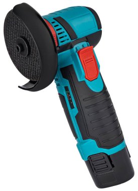 Beyaz arka planda sunulan bataryalı mini buldozer..