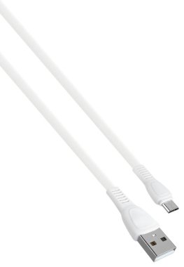 USB ve mikro USB bağlantısı olan kablo. Beyaz arka planda yalıtım, artan güç ve pürüzlere karşı direnç.