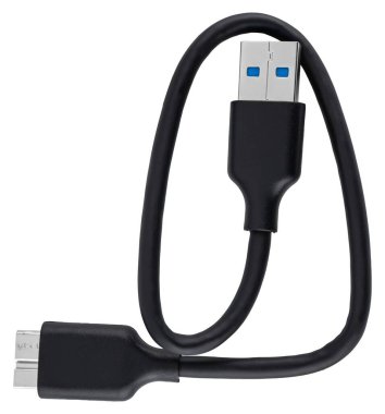 Siyah USB 3.0 Micro ve USB 3.0 kablo, esnek ve aşınmaya dayanıklı.