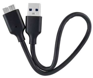 Siyah USB 3.0 Micro ve USB 3.0 kablo, esnek ve aşınmaya dayanıklı.