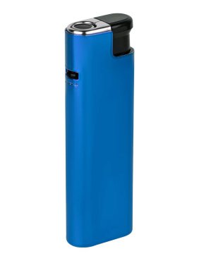 Çakmak için küçük bir vücutta gaz taşınabilir çakmak. İzolasyonda beyaz bir arkaplanda. Kullanışlı ve hafif, cebine mükemmel sığıyor..