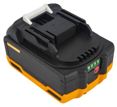 Elektrik aracı için pil, izolasyonda beyaz arkaplan üzerine.