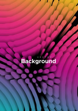 3D fütüristik difüzyon reaksiyon modeli. Holografik neon gradyanı yayılmış desen. Vektör minimalist illüstrasyon. İç dekorasyon için soyut yazdırma.