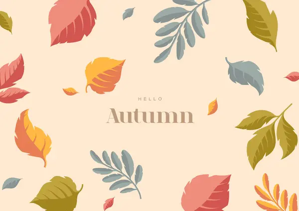 Floraler Vintage Hintergrund Mit Herbstlichen Blättern Hallo Herbst Vektorillustration Herbstdekoration lizenzfreie Stockillustrationen