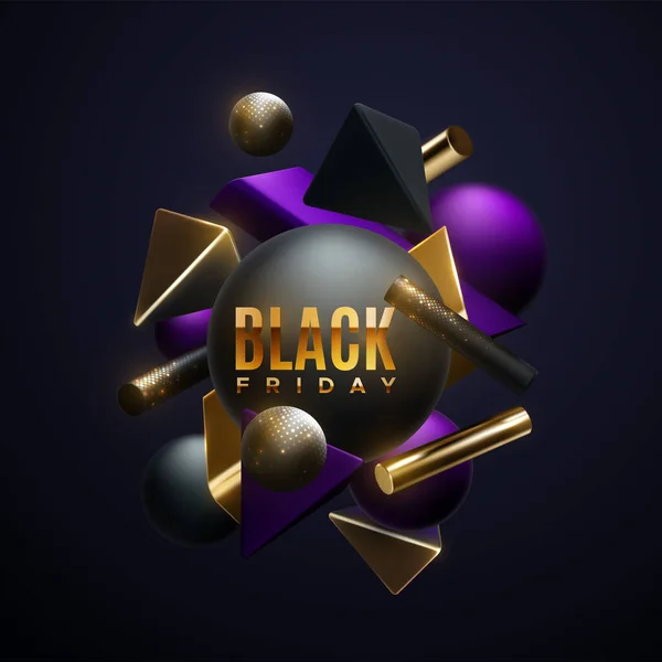 Дизайн Плакату Black Friday Абстрактними Формами Векторні Ілюстрації Комерційний Банер Стоковий вектор