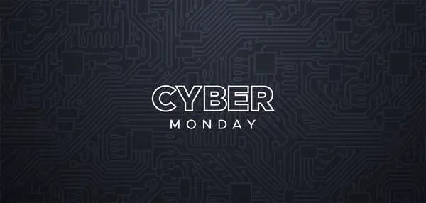 Cyber Poniedziałek Wydarzenie Komercyjne Projekt Baner Sprzedaż Coroczna Wyprzedaż Elektroniki Wektory Stockowe bez tantiem