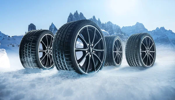 Winter Car Tire Snow Background — Stock Photo, Image