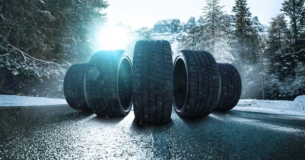 Car Tires Road — Stock Photo, Image