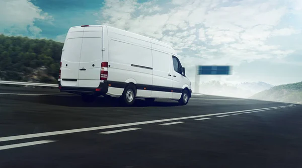 Stock image white suv on the road.