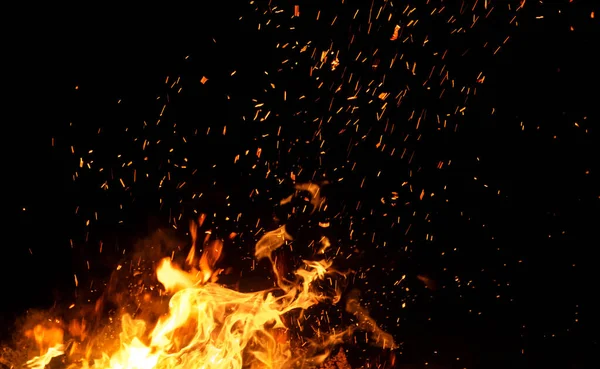 Vuur Vlammen Zwarte Achtergrond — Stockfoto