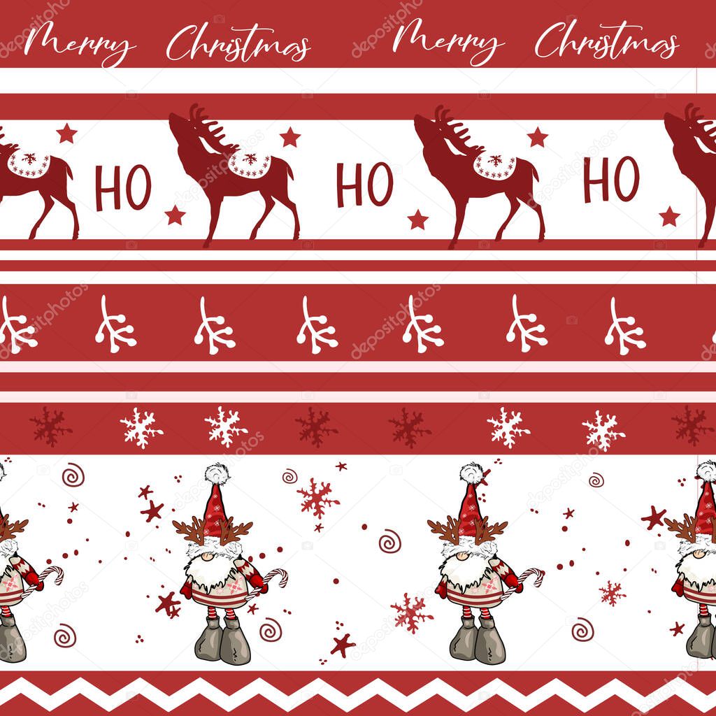Pattern of moose and Christmas trees. Christmas seamless illustration, blank for designer, logo