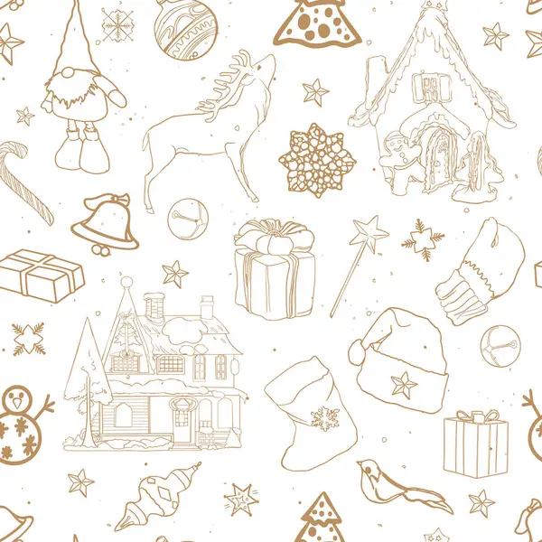 Muster Von Elchen Und Weihnachtsbäumen Weihnachten Nahtlose Illustration Leer Für — Stockvektor