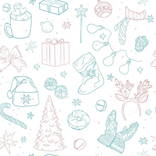 Geyik ve Noel ağacı deseni. Kusursuz Noel çizimi, tasarımcı için boş, logo