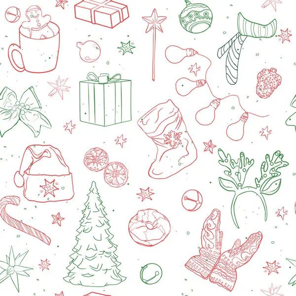 Geyik ve Noel ağacı deseni. Kusursuz Noel çizimi, tasarımcı için boş, logo