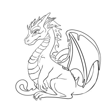 Dinosaur coloring, dragon shit. Drawing for coloring for children, adults, a blank for a designer, a label, a print .