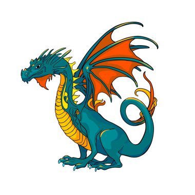 Ejderha. Yılın sembolü oldu. Çin ejderhası. Bir tasarımcı için boş bir etiket, beyaz arkaplanda izole edilmiş bir baskı