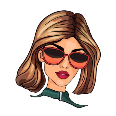 Serbest vektör çizimi. Güzel bir kızın moda çizimi. Bir tasarımcı, bir kartpostal, bir parmak izi.