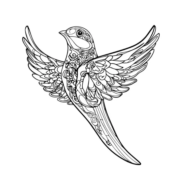 Swallow bird flying. Vector illustration. Flying swallow bird tattoo vintage logo. Illustration for fabric, clothes. Vector.
