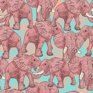 Kraliyet filleri kusursuz çizimler. Fil gerçekçi desen çizimi. Paket kağıdı için yazdır. tekstil, tasarımcılar için hazırlık