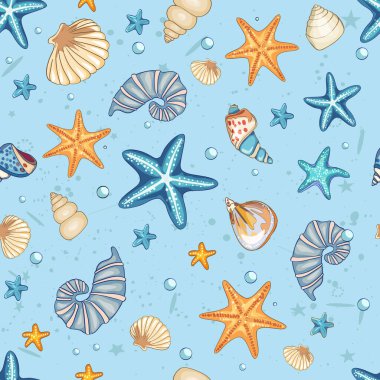 Deniz düzeni. Balık, çapa, ahtapot, köpekbalığı, balina. Dekoratif deniz elementleriyle kusursuz bir desen. Eski arkaplan