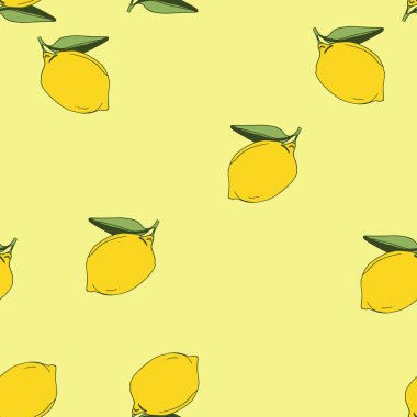 Limon deseni, renkli arka planda limon çiçekleri. Limonlu şube. Güzel, kusursuz yaz tatili Kusursuz desen