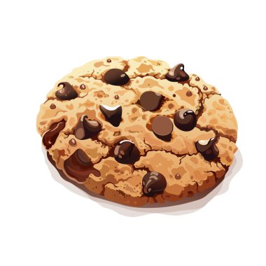 Çikolata parçacıklı kurabiyeler. Kurabiye günü izole vektör illüstrasyonu, logo, simge