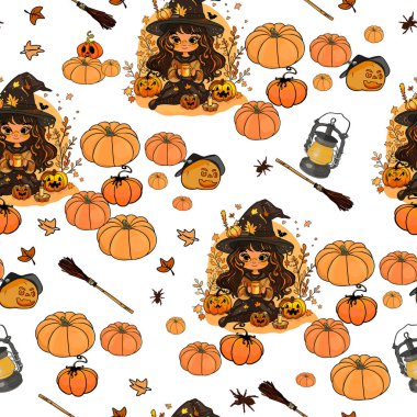 Cadılar Bayramı Şablonu Şaka mı, Şeker mi? Cadılar Bayramı için balkabağı deseni. Bir tasarımcı, logo, simge ve tekstil için vektör ilülasyonu boş