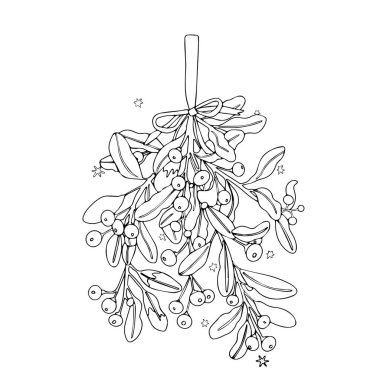 Mutlu noeller. Ökseotunun kalbi, çelenk. Noel çelengi hediye kartı.