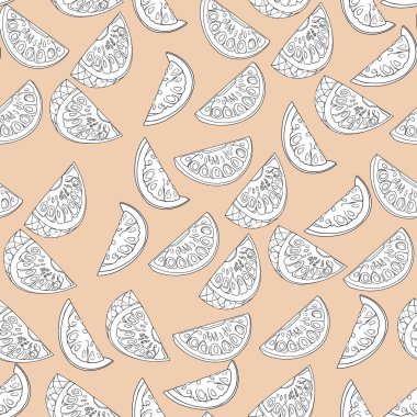 Meyve deseni. Parmak izi ve tekstil için çilek ve narenciye. Renkli meyve ve böğürtlenlerin vektörsüz deseni. Elle çizilmiş meyveli yaz baskısı