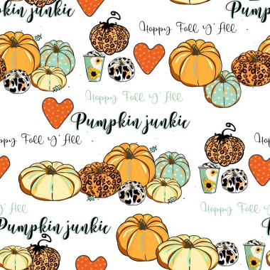 Cadılar Bayramı Şablonu Şaka mı, Şeker mi? Cadılar Bayramı için balkabağı deseni. Bir tasarımcı, logo, simge ve tekstil için vektör ilülasyonu boş