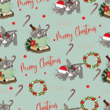 Yeni yıl şablonu. Kusursuz Noel çizimi, tasarımcı için boş, logo, simge, tekstil